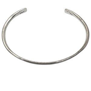 Unisex Sterling Silver Cuff Bracelet Open Hammered Signed 6.5 In Adjustable
